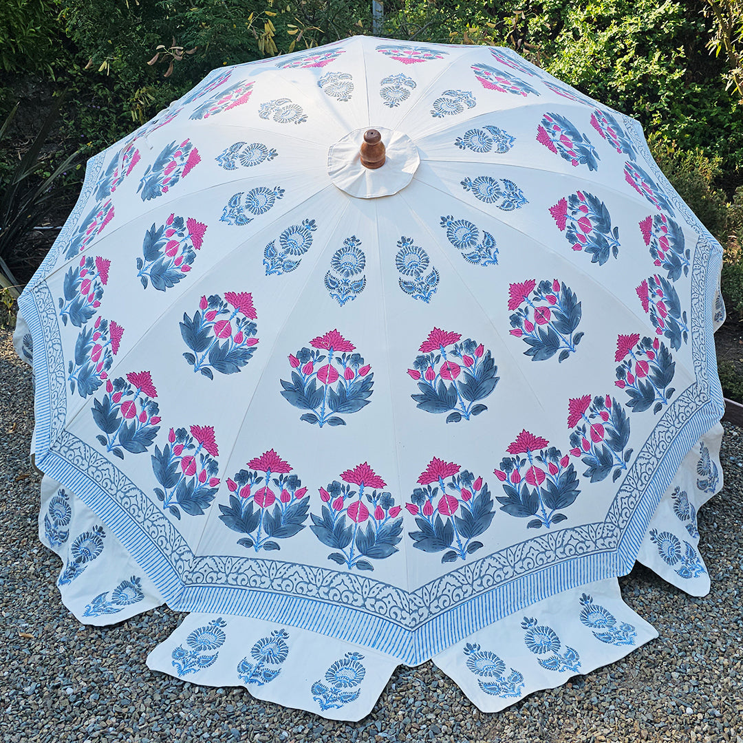 buy patio umbrella india Indian Block Print Beach & Garden Umbrella
