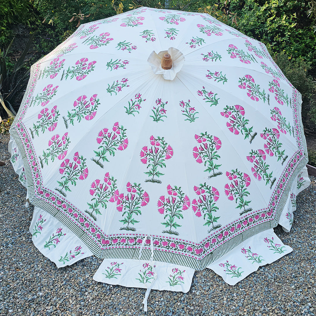 floral print patio umbrellas Indian Block Print Beach & Garden Umbrella