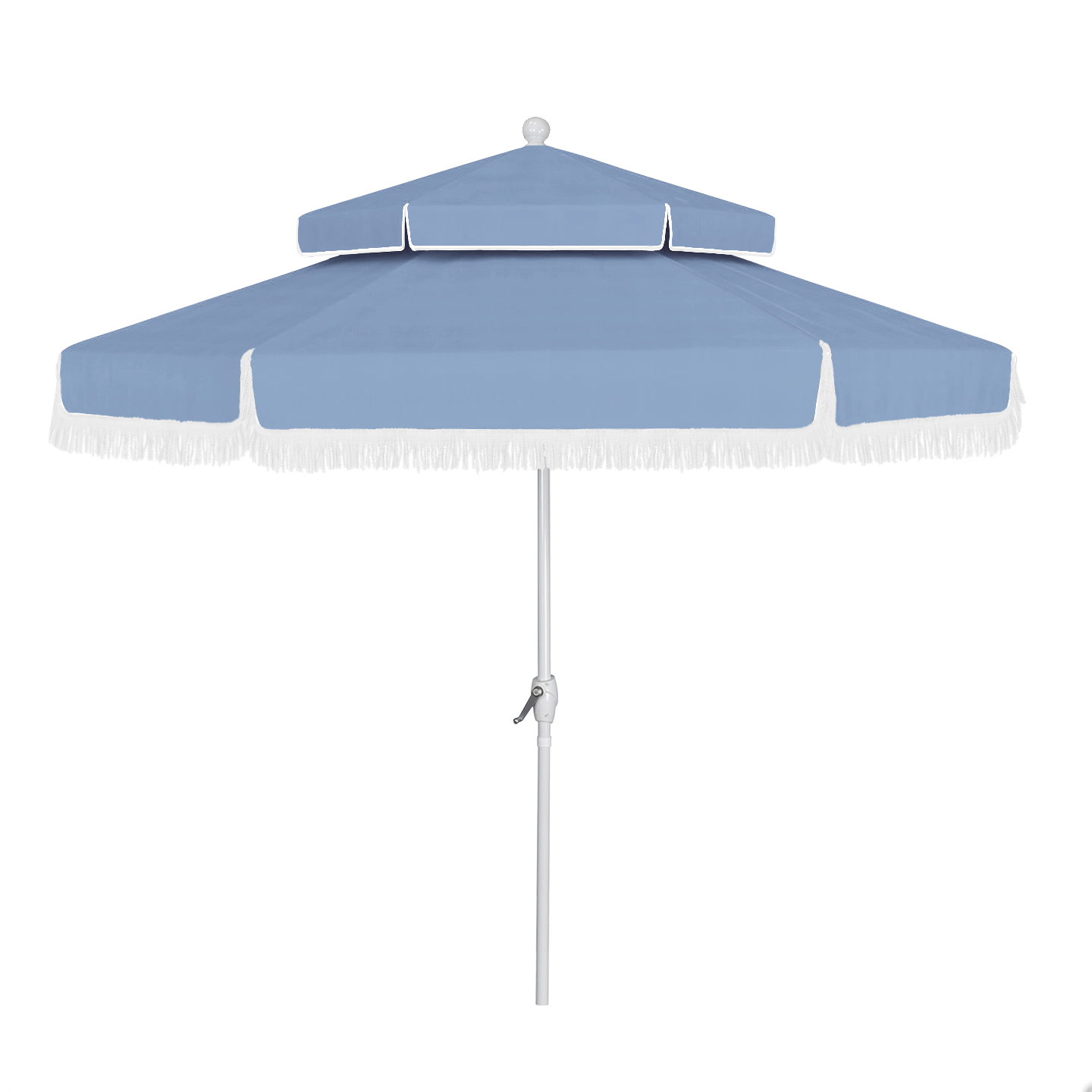9 ft patio umbrella with fringe La Quinta 9' Hexagonal Patio Umbrella