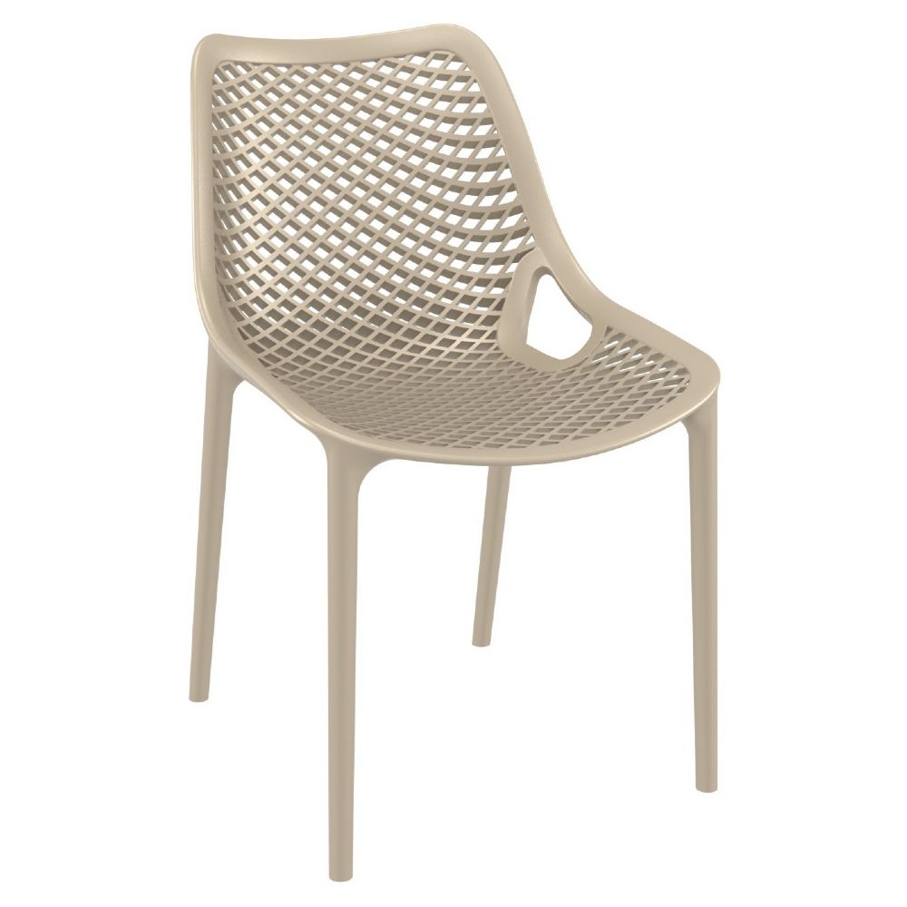 Honeycomb Indoor/Outdoor Stripe Taupe Highback Dining Chair