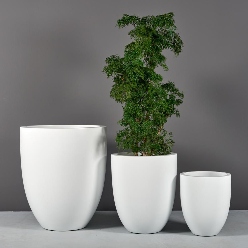 white round planter pots Valencia Fiberglass Round Indoor/Outdoor Planter