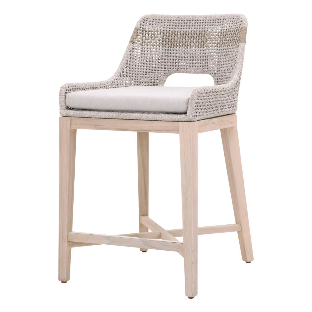 Amalfi Outdoor Mesh Stool in Teak and Rope Shop Living Gardens