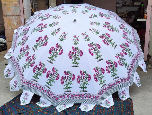 indian patio umbrellas Indian Block Print Beach & Garden Umbrella