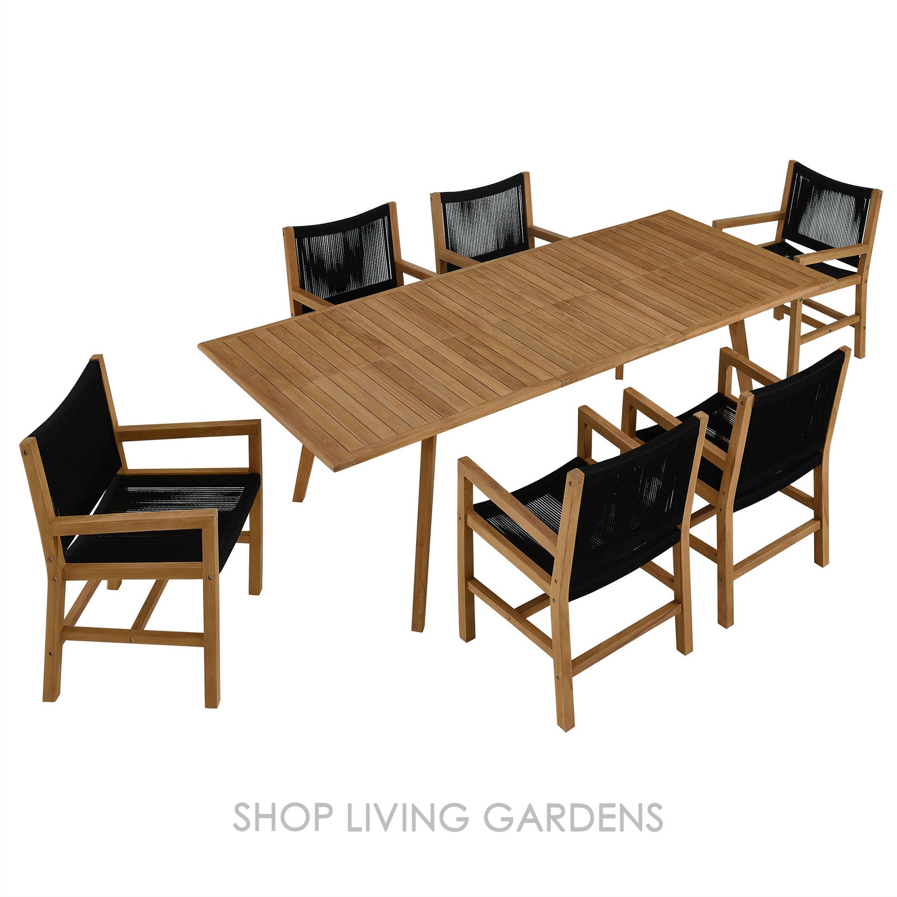 Verona 7 Piece Outdoor Teak and Rope Dining Set | Patio and Garden ...