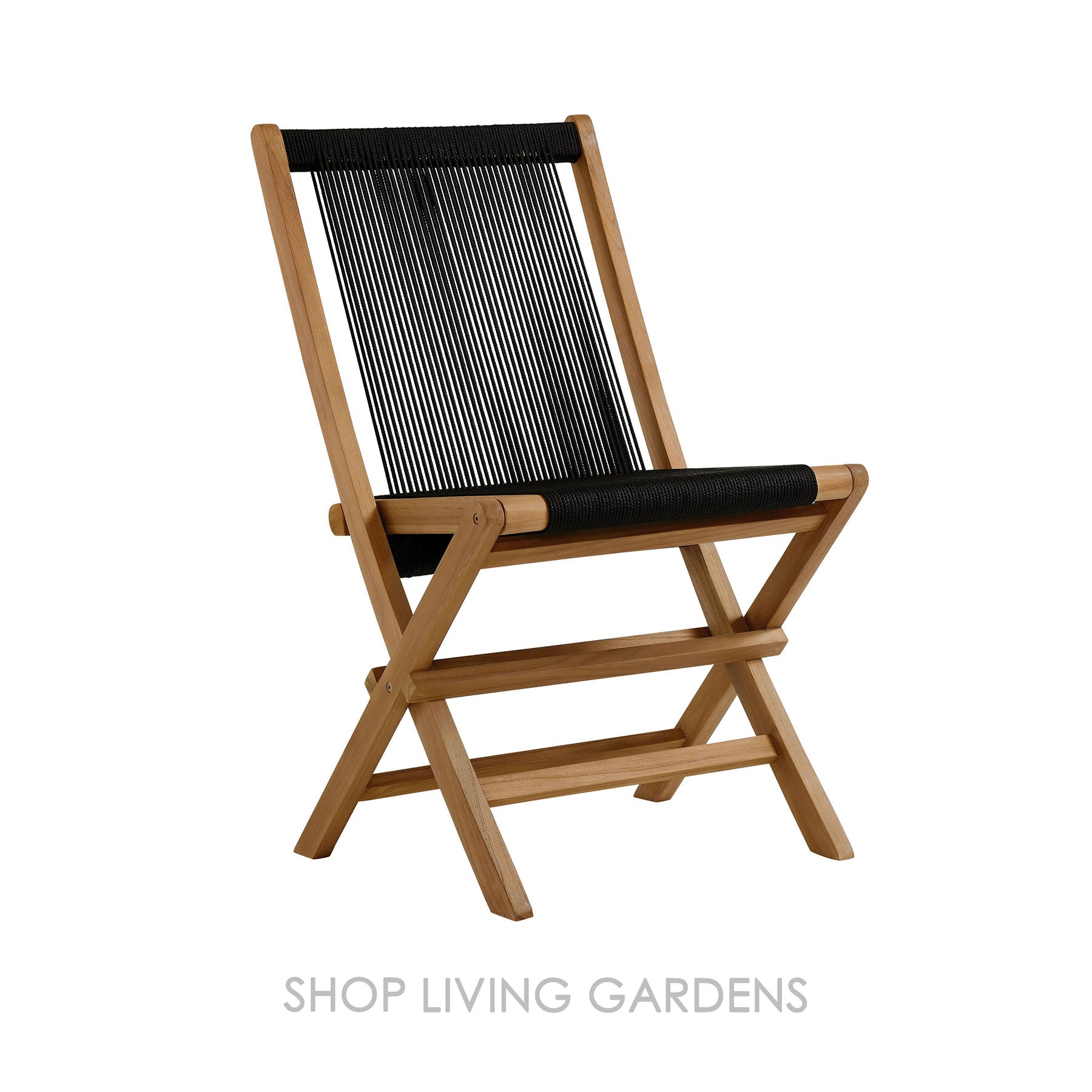 Verona Outdoor Teak & Rope Folding Dining Chairs | Shop Living Gardens