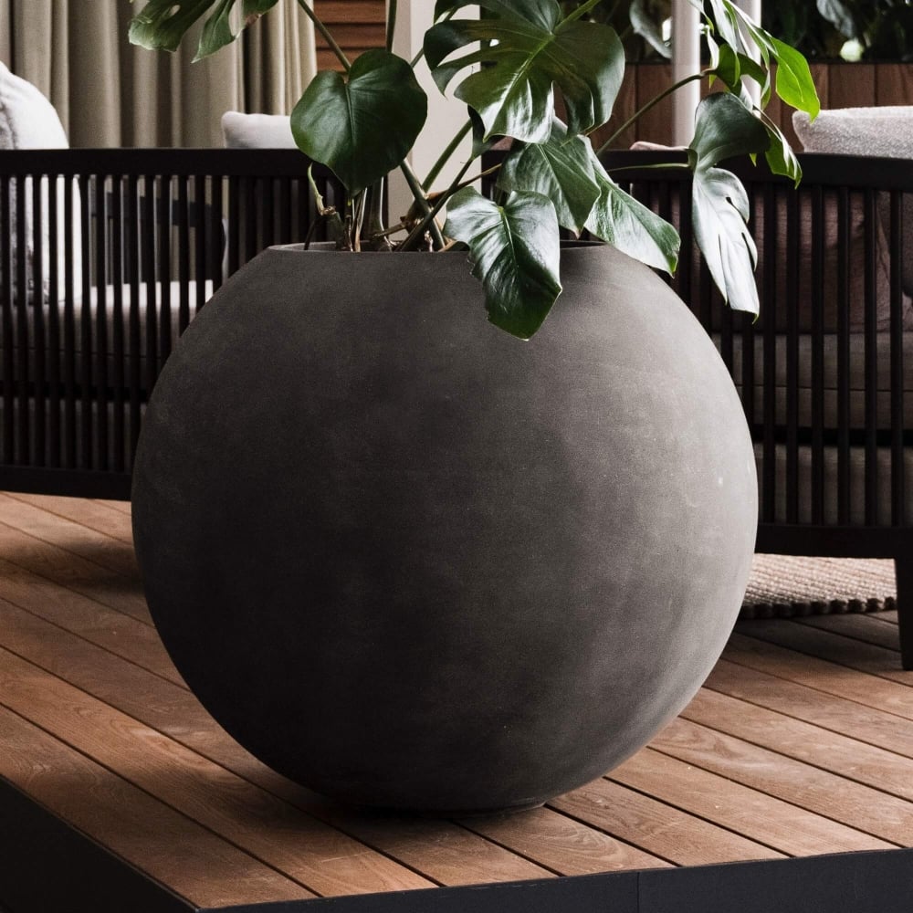 sphere large light grey indoor/outdoor planter Almeria Fiberglass Globe Planter