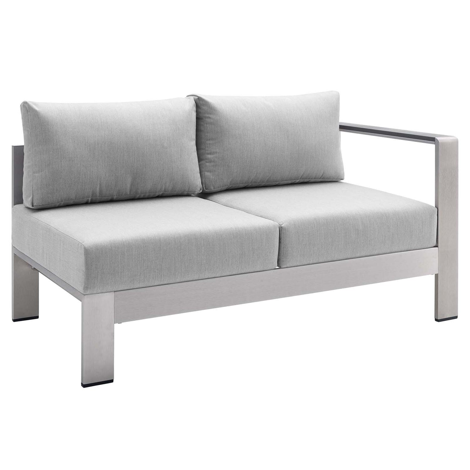 Mandalay Sunbrella Fabric Right Arm Loveseat in Silver Gray