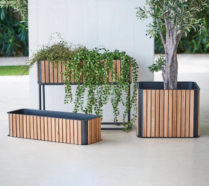 teak window box planters Rectangular Outdoor Flower Box in Teak
