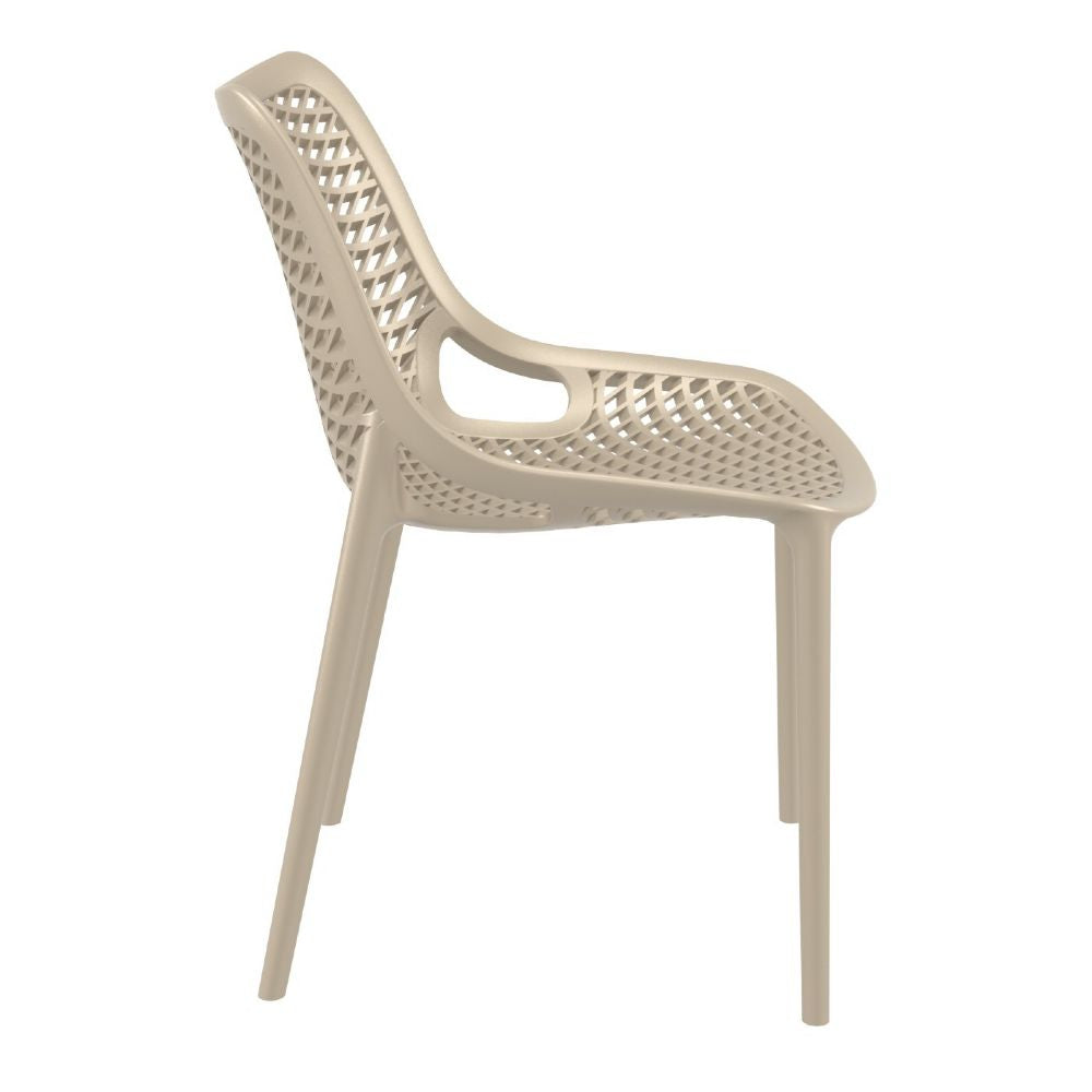 Honeycomb Indoor/Outdoor Stripe Taupe Highback Dining Chair