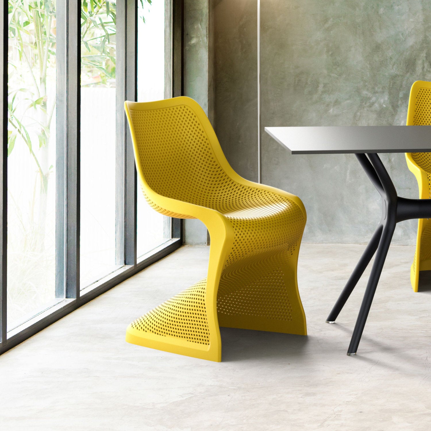 Bloom Modern Dining Chair (set of 2) Yellow Patio and Garden