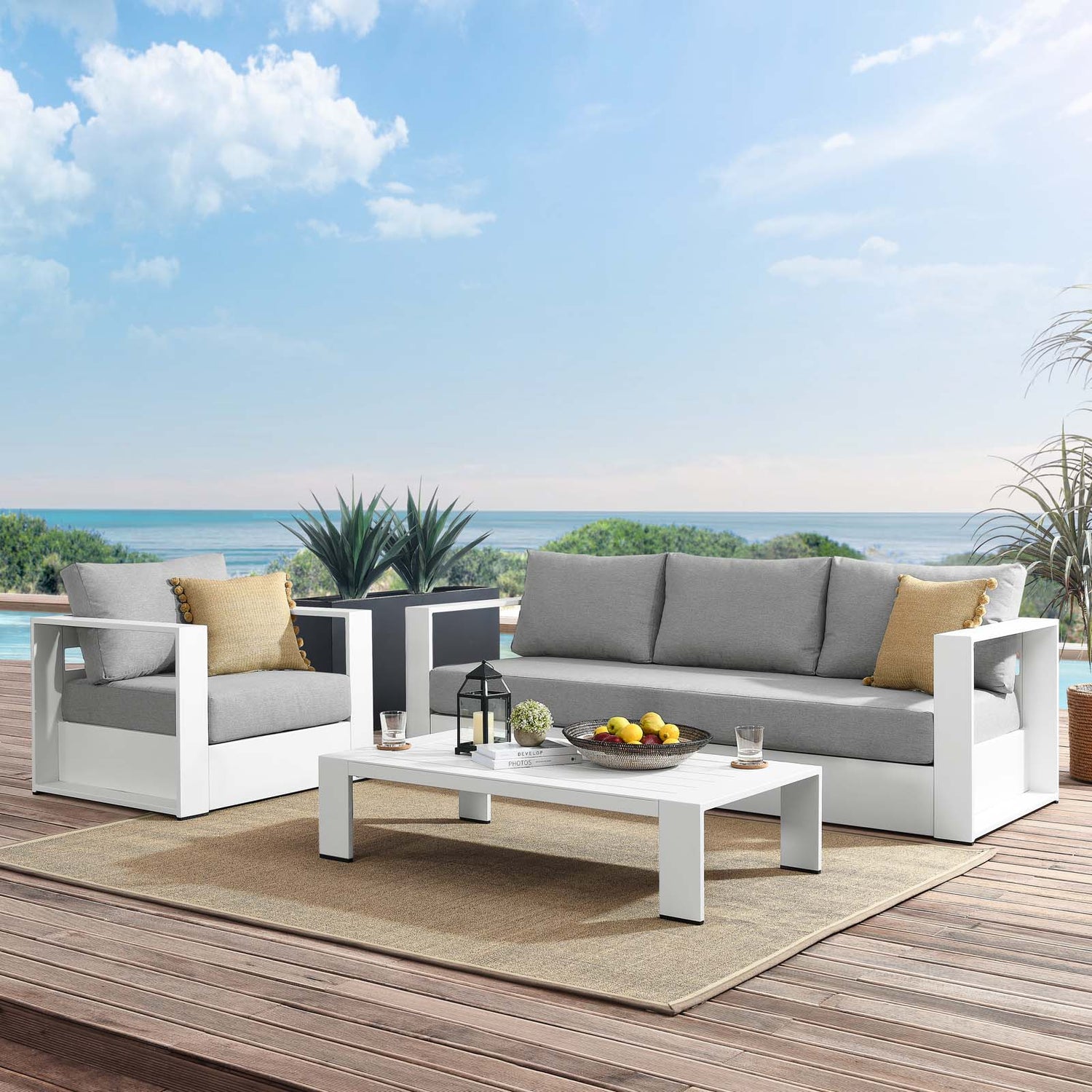 White aluminum patio online table