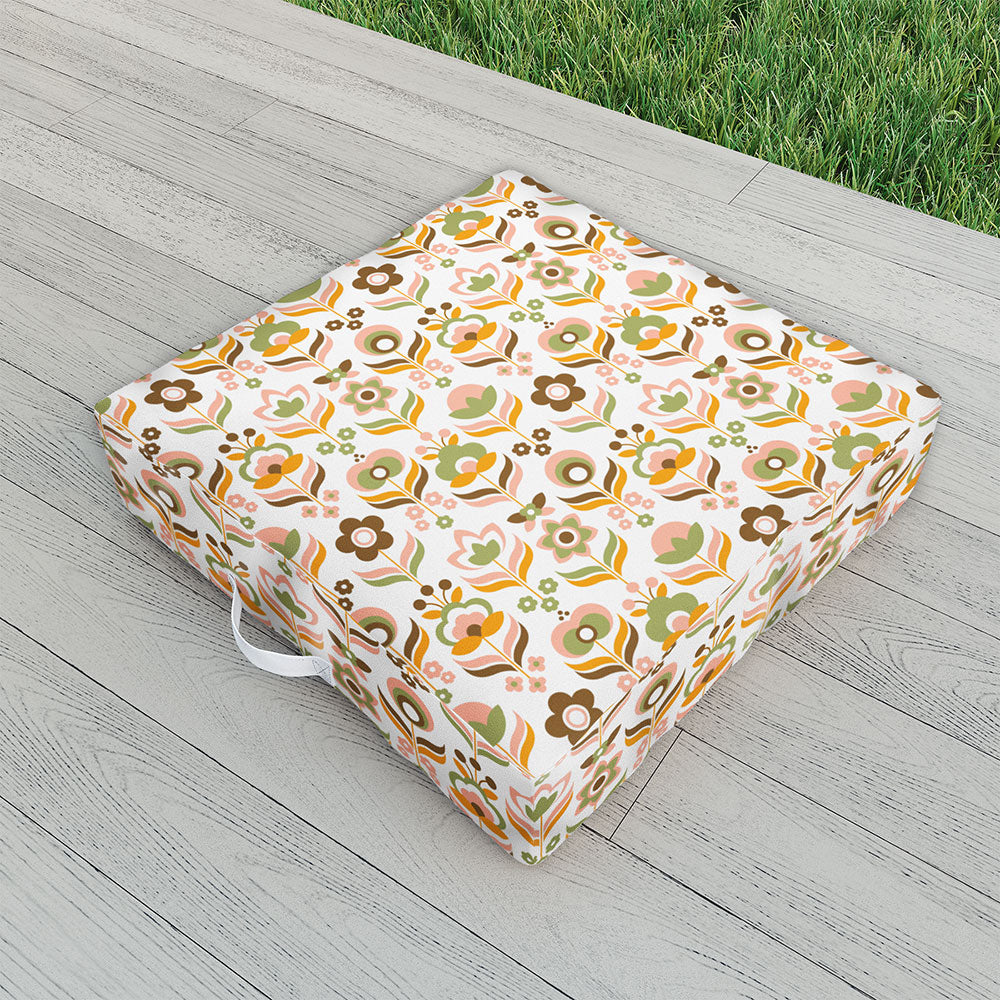 vintage floor cushion　グリーンベージュ Retro Pattern Outdoor Floor Cushion Collection | Shop Living Gardens