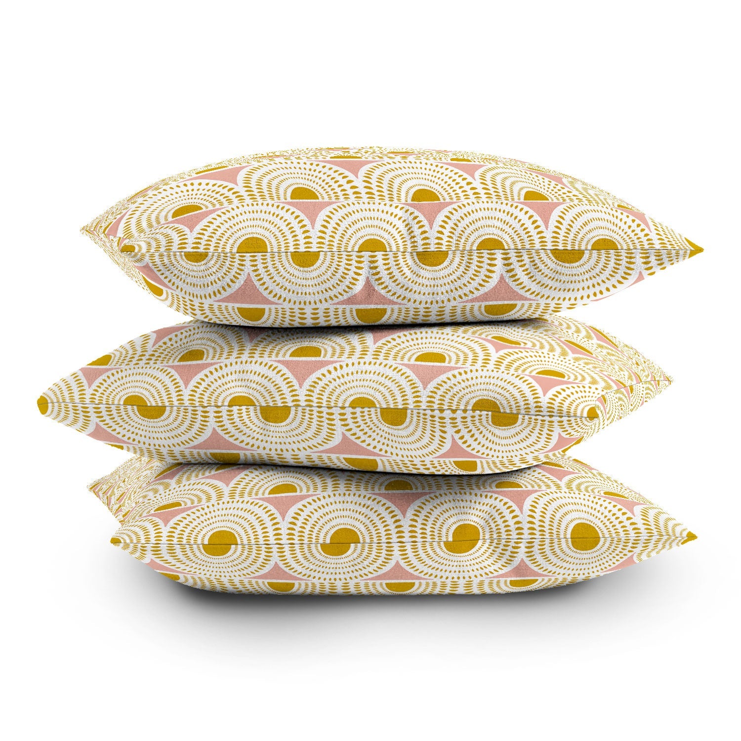 Contemporary Greige/Yellow/Geometric Print Throw Pillows- Set of 4